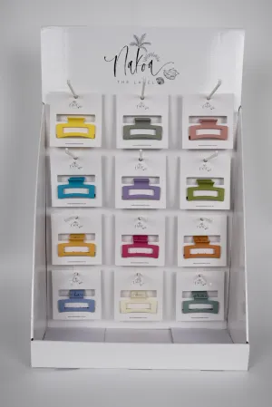 12 x Assorted Claw Clips - Elongated Rectangles - 3 Per Colour - Total 36 Pieces