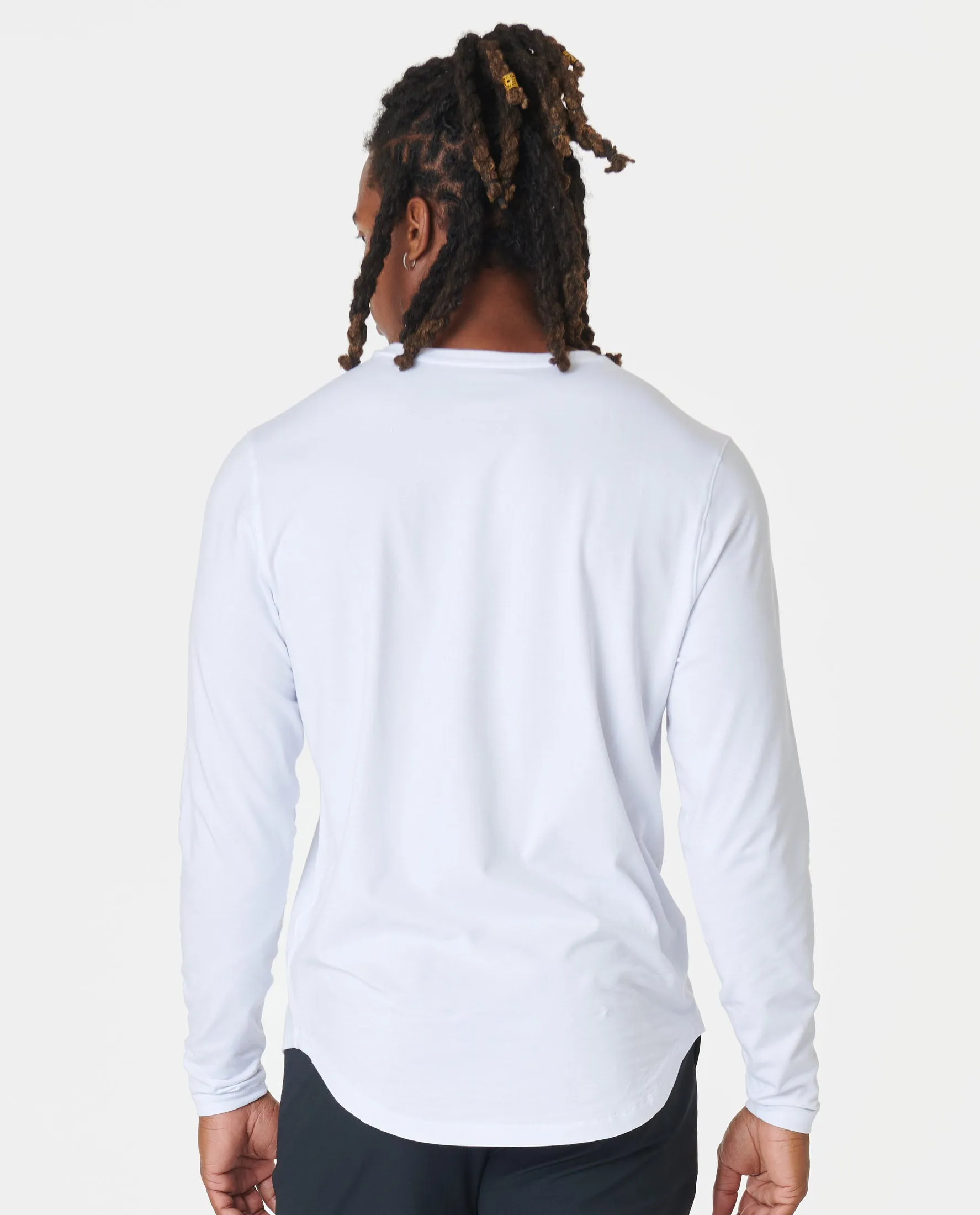 Aviation Tee Curved Hem LS White