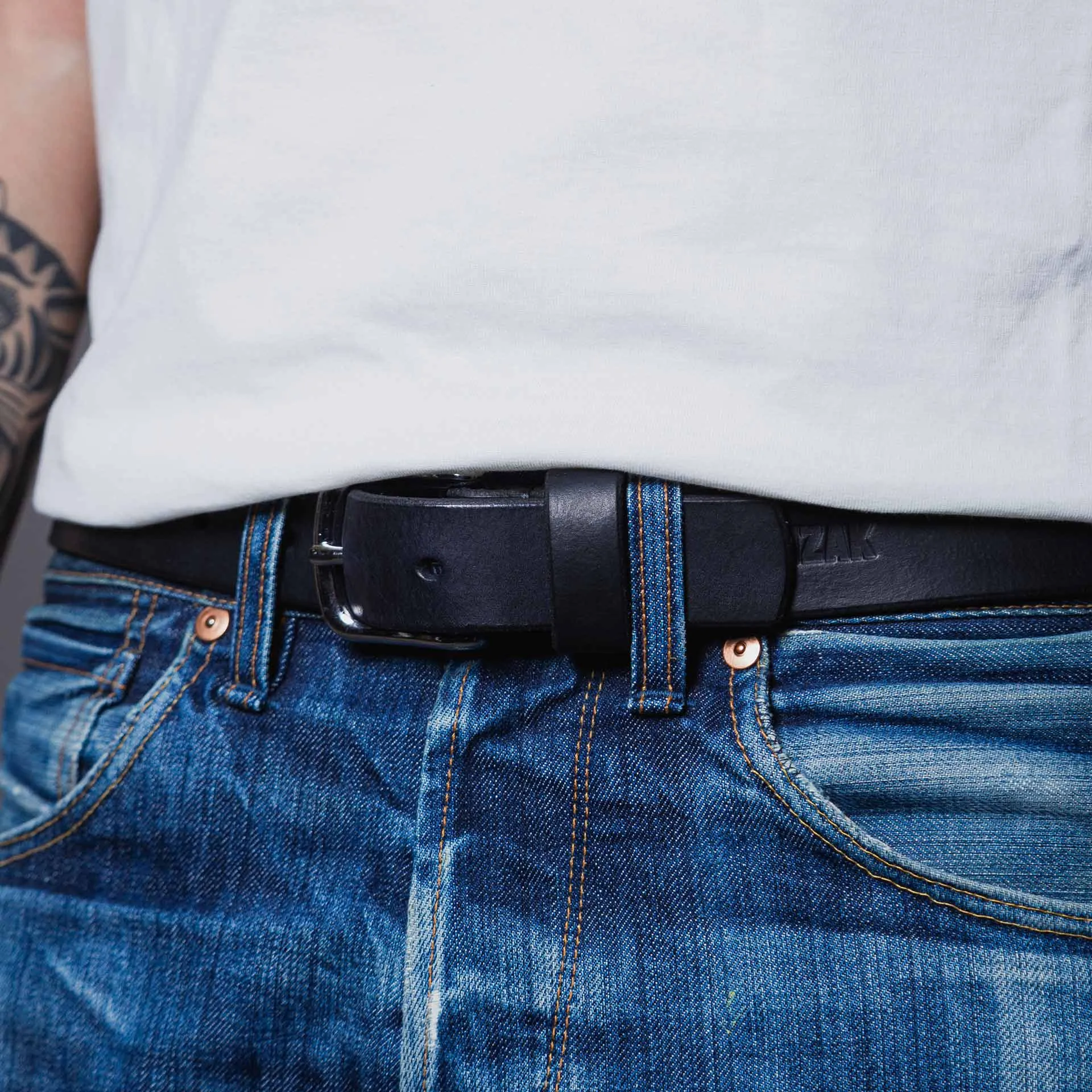 BENZAK x BY BOAZ BELT 32mm vegetable tanned leather / black