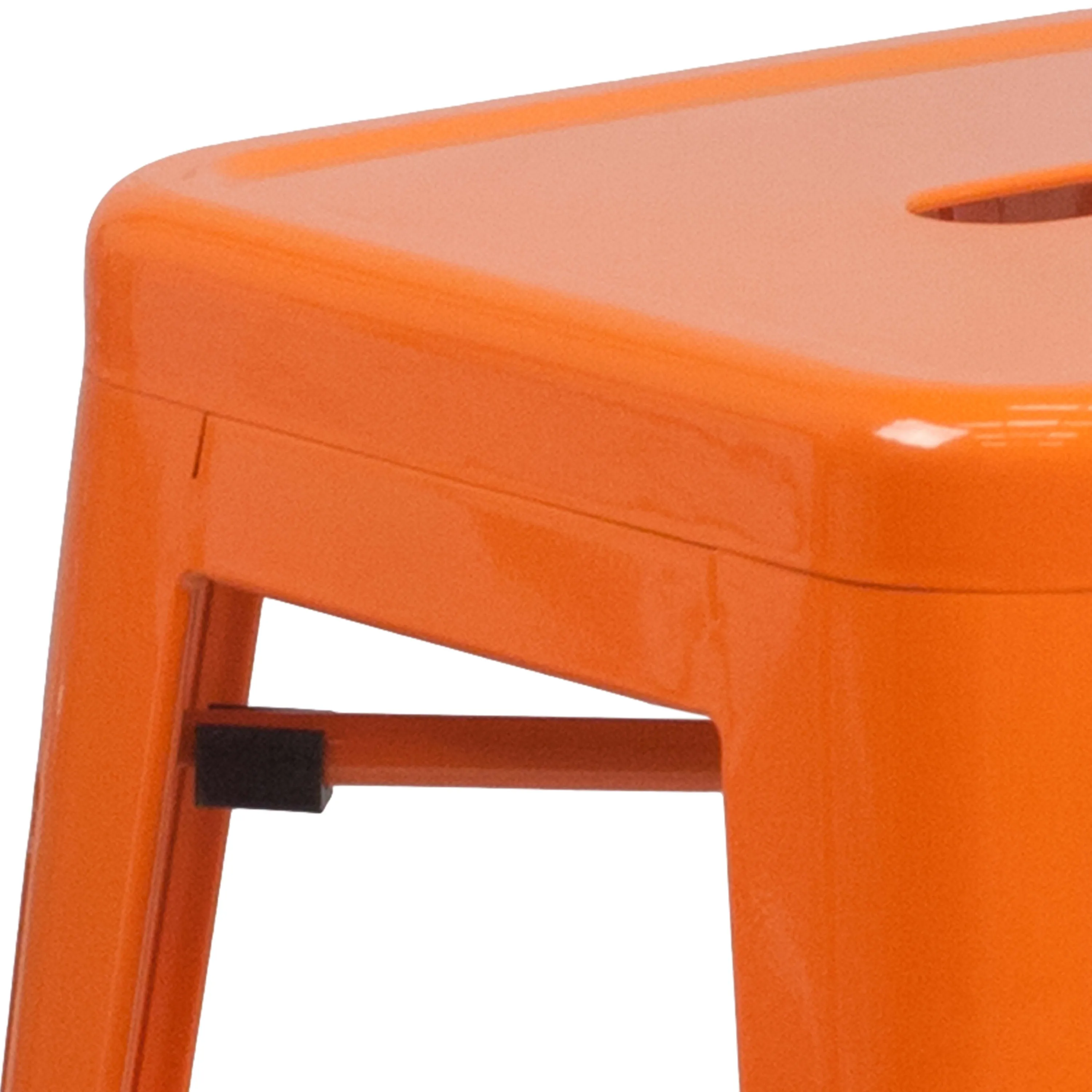 Commercial Grade 24" High Backless Metal Indoor-Outdoor Counter Height Stool with Square Seat