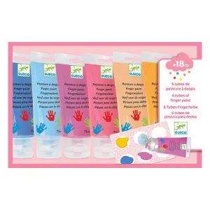 Djeco Arts & Crafts - 6 Finger Paint Tubes Pastels