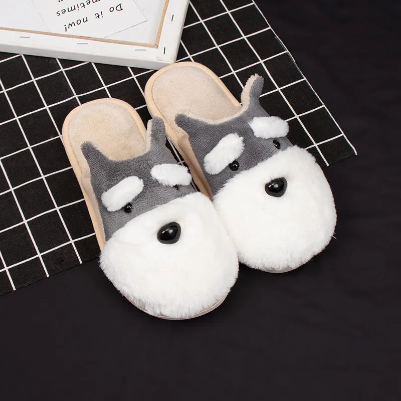 Faux-Fur Scottish Terrier Slippers for Women