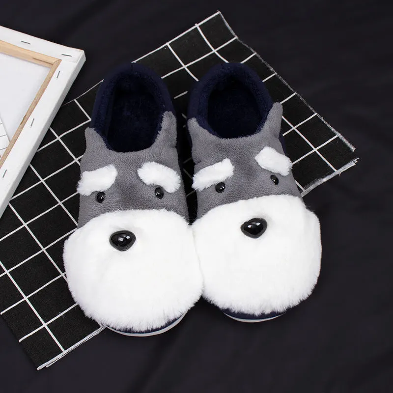 Faux-Fur Scottish Terrier Slippers for Women