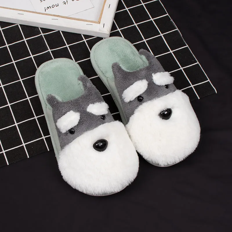 Faux-Fur Scottish Terrier Slippers for Women