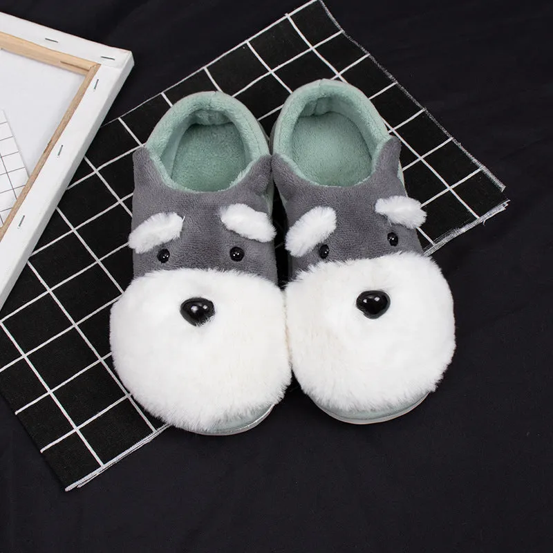 Faux-Fur Scottish Terrier Slippers for Women
