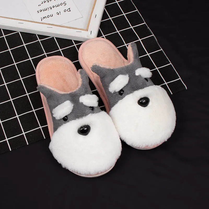 Faux-Fur Scottish Terrier Slippers for Women