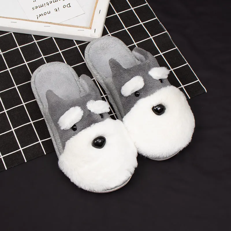 Faux-Fur Scottish Terrier Slippers for Women