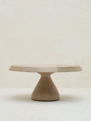 Westside Home Light Brown Leaf Design Wooden Cake Stand